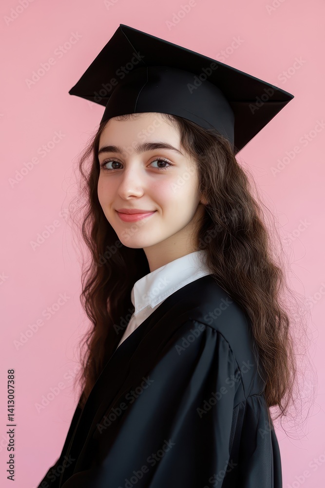 Young Girl Celebrating Academic Achievement with Pure Joy and Confidence in Professional Studio Setting