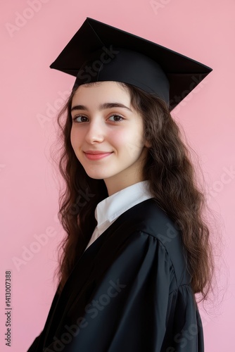 Obraz na płótnie Young Girl Celebrating Academic Achievement with Pure Joy and Confidence in Professional Studio Setting w salonie