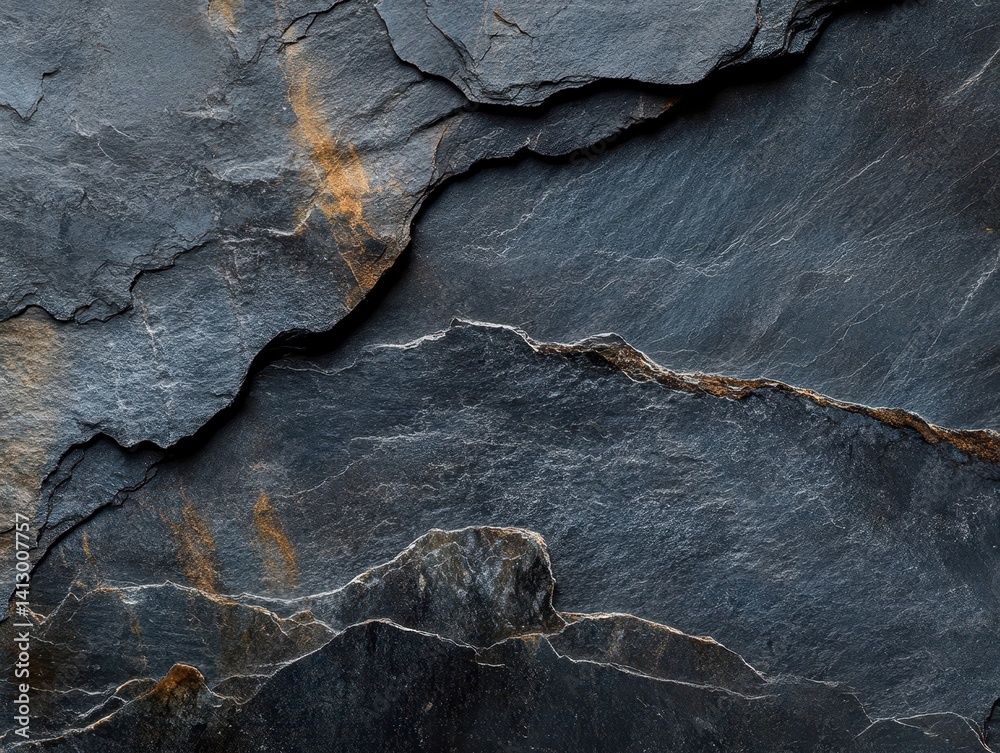 Abstract Dark Slate Stone Background with Luxurious Textured Surface, Natural Mineral Patterns in Deep Charcoal and Black Tones