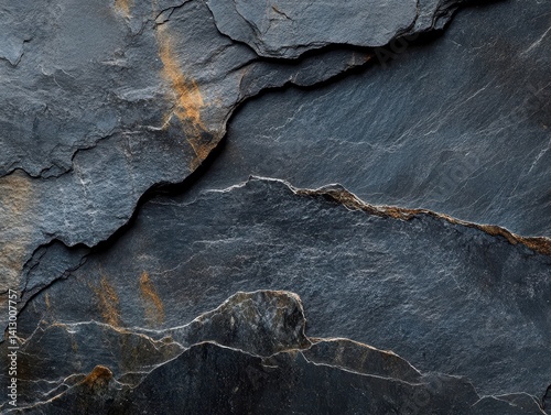 Obraz na płótnie Abstract Dark Slate Stone Background with Luxurious Textured Surface, Natural Mineral Patterns in Deep Charcoal and Black Tones w salonie