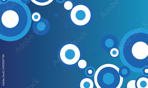 Retro Blue Circle Background with Stars