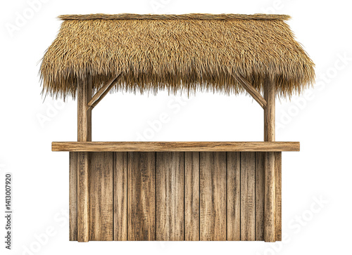 outdoor counter with a thatched roof