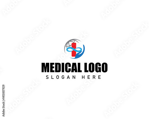 Medical Logo With Earth and Infinity Logo Simple