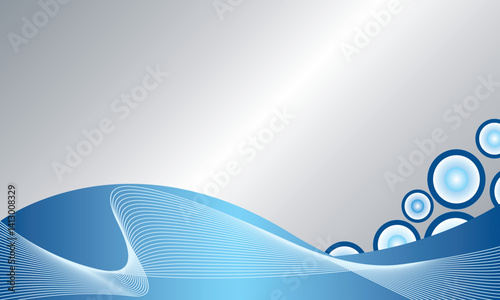 Abstract Blue Wavy Background with Circles