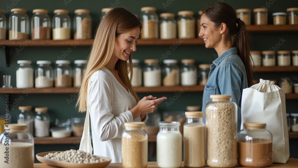 Women Shopping for Healthy Food at a Grocery Store Women Shopping for Healthy Food at a Grocery Store