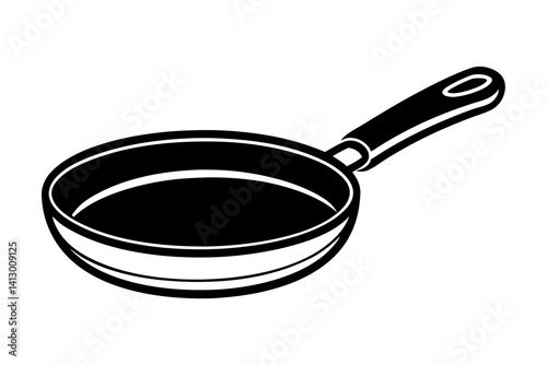 Minimalist Line Art of Frying Pan – Kitchen & Cooking SVG Icon

