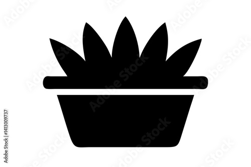 Haworthia Cooperi Succulent Potted Plant Flat Icon

