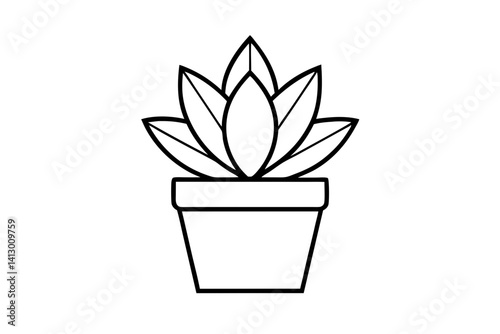 Haworthia Cooperi Succulent Potted Plant Flat Icon


