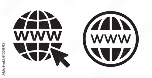 Web icons vector. glob icons, Visit website vectot icon set. go to our website sign. web access symbol. online www website icon. Vector Illustration