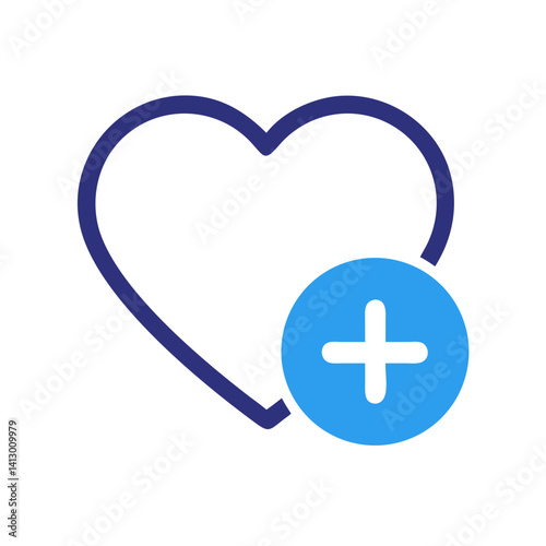 Heart with Plus Icon – Add to Favourites and Like Symbol