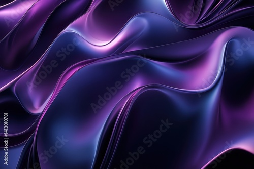 Wallpaper Mural Colorful waves of fabric create a mesmerizing abstract pattern in purple and black tones Torontodigital.ca