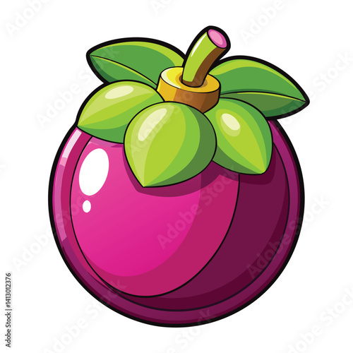 Vibrant Cartoon Mangosteen