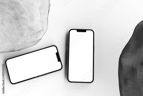 Smartphone Mockup Template – Blank Screen for Your Design, Isolated on White