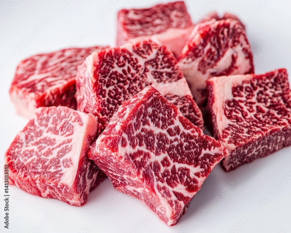 Raw Beef Meat Cutout Isolated on White Background for Food Industry Visuals