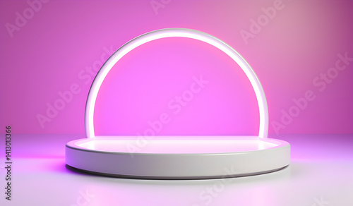 Pink 3D Sphere with Ribbon Heart Design