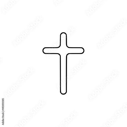 Minimalistic cross icon representing faith, spirituality and religious beliefs