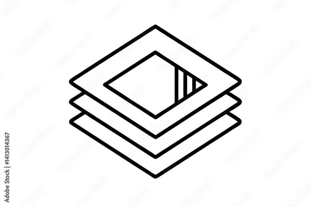 Minimal Paper Layers and Lamination Line Art – Simple Document and File Icon in Outline Style

