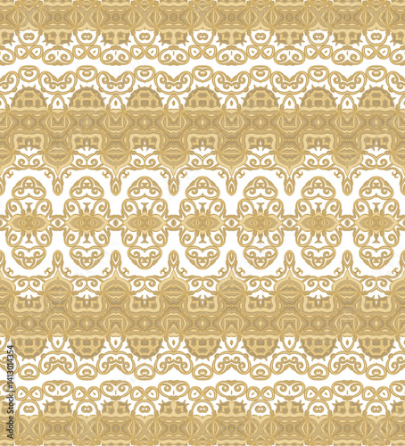  Golden ornamental seamless vector pattern, medieval, oriental style