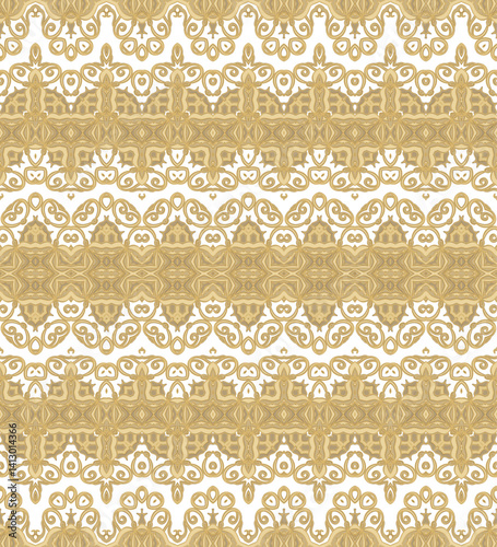  Golden ornamental seamless vector pattern, medieval, oriental style