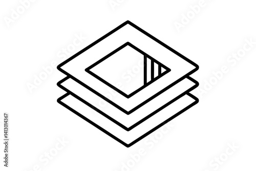 Minimal Paper Layers and Lamination Line Art – Simple Document and File Icon in Outline Style


