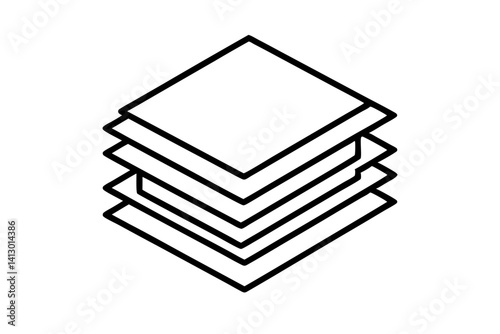Minimal Paper Layers and Lamination Line Art – Simple Document and File Icon in Outline Style

