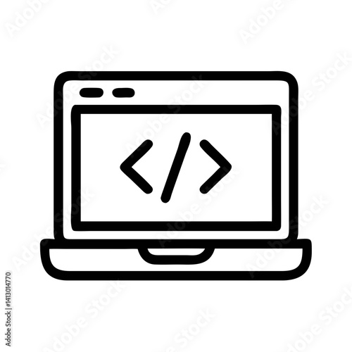 Laptop with Code Icon – Web Development and Programming Symbol for Digital Solutions