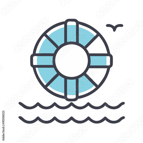 Lifebuoy Icon – Water Safety and Rescue Symbol for Emergency and Marine Protection