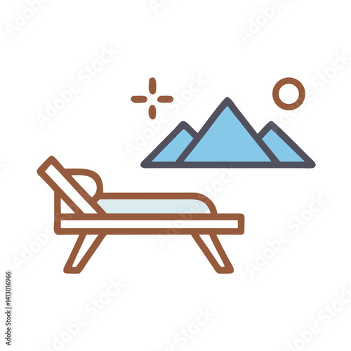 Lounge Chair Icon Representing Campsite Relaxation