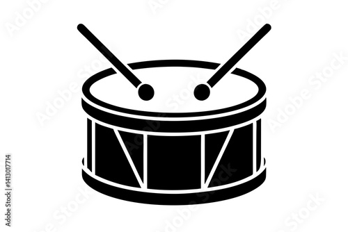 Snare Drum Icon – Minimalist Drum with Sticks Line Art Vector

