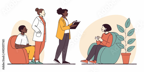Medical Therapy Session Doctor and Patient Vector Art