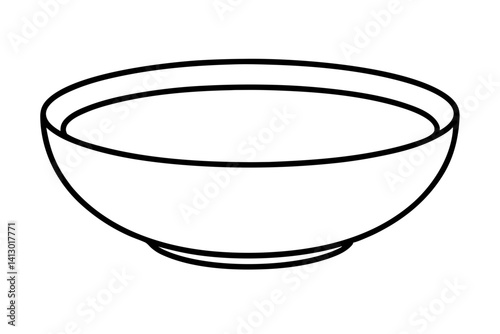 Soup Bowl Icon – Minimalist Dishware Line Art Vector

