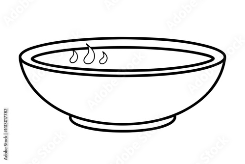 Soup Bowl Icon – Minimalist Dishware Line Art Vector

