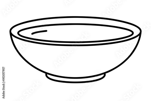 Soup Bowl Icon – Minimalist Dishware Line Art Vector


