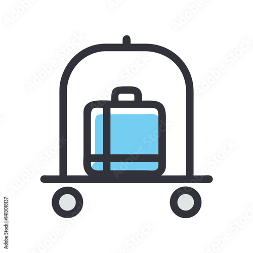 Luggage Trolley Icon Representing Porter or Baggage Transport