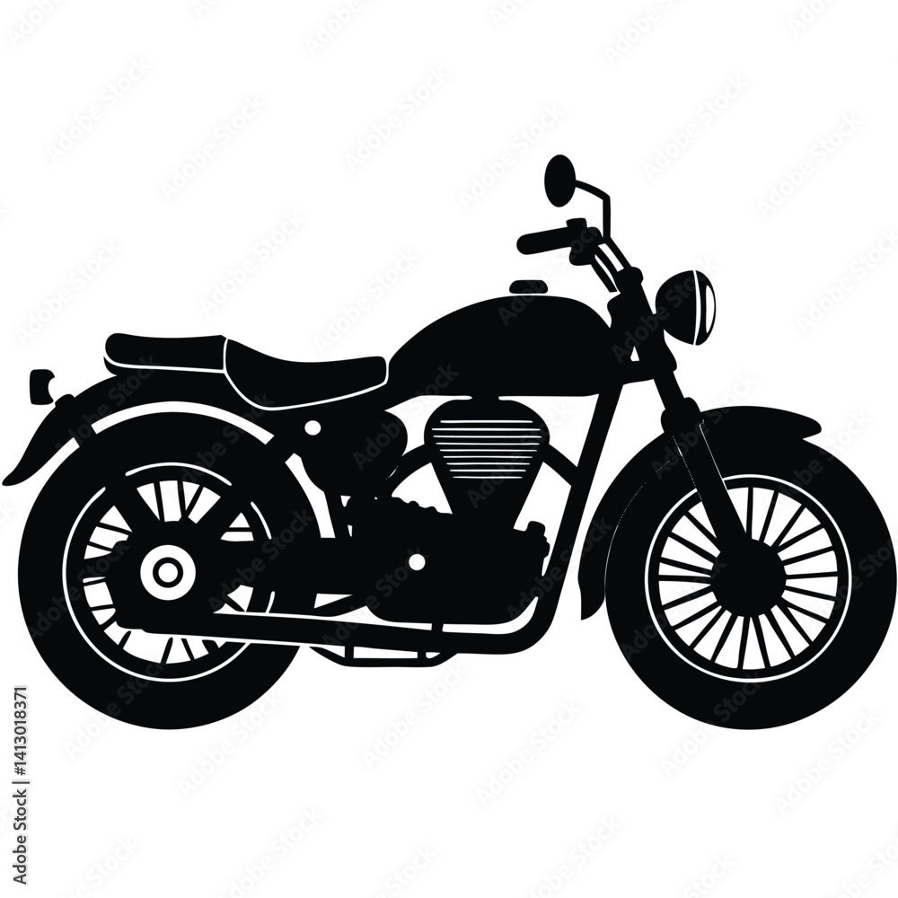 Fototapeta premium Royal Enfield motorbike Silhouette vector illustration, Motorbike Silhouette vector