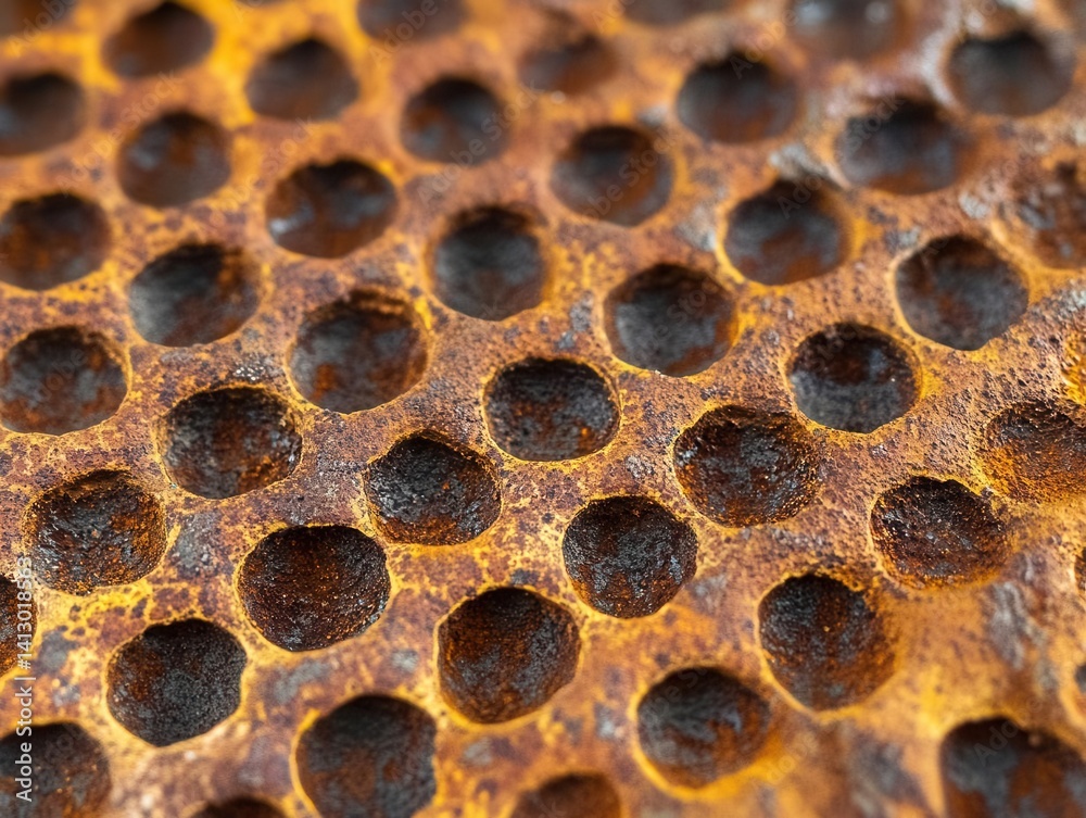 Textured Rusty Iron Surface with Weathered Patina and Industrial Details for Design and Advertising Projects