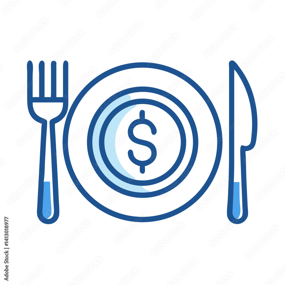 Meal Plate with Dollar Icon Representing Business Lunch Expense Meal Plate with Dollar Icon Representing Business Lunch Expense