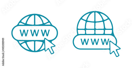 Web icons vector. glob icons, Visit website vectot icon set. go to our website sign. web access symbol. online www website icon. Vector Illustration