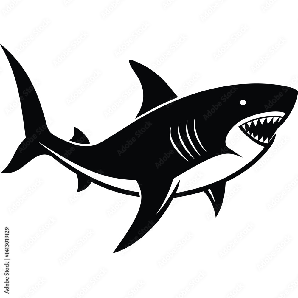 Fototapeta premium simple shark vector silhouette black color for animal element idea