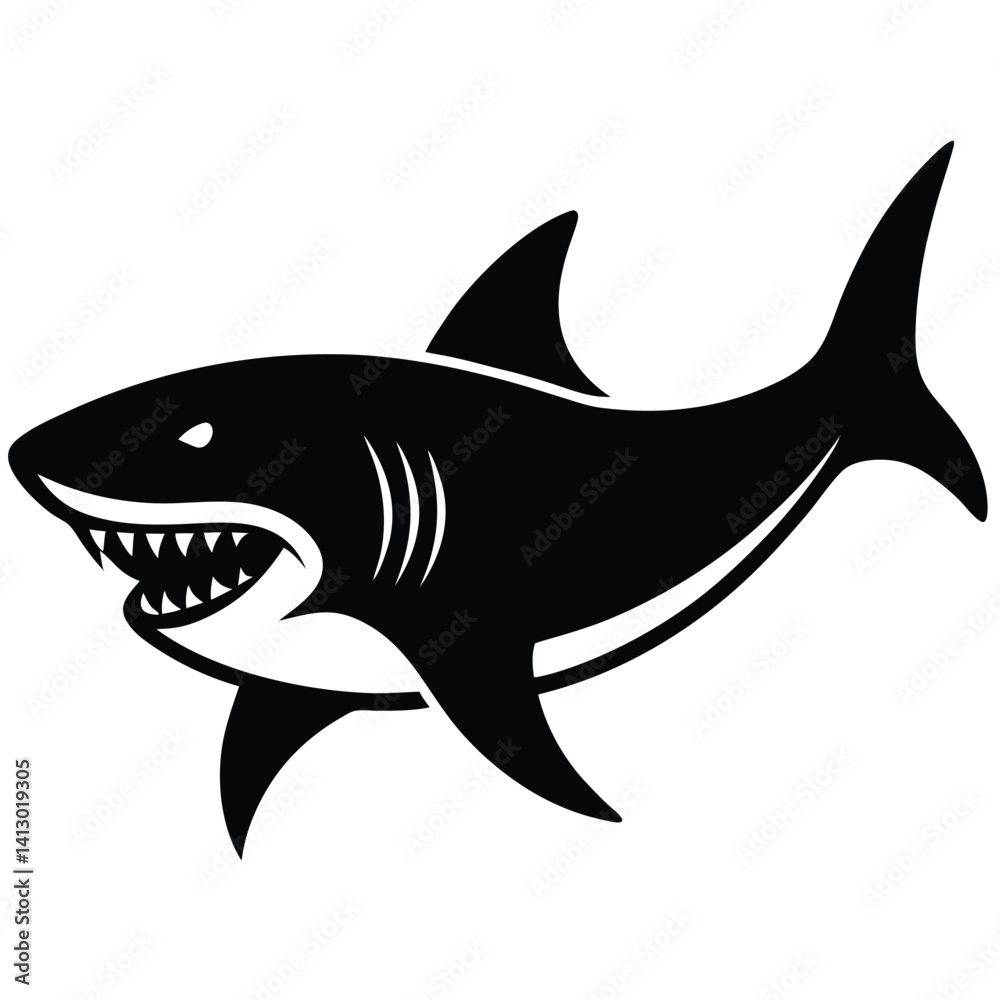 Fototapeta premium simple shark vector silhouette black color for animal element idea