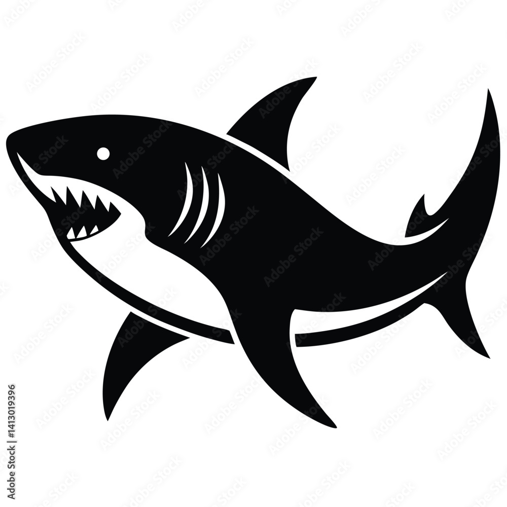 Fototapeta premium simple shark vector silhouette black color for animal element idea