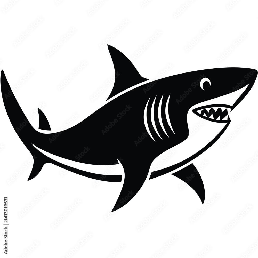Fototapeta premium simple shark vector silhouette black color for animal element idea