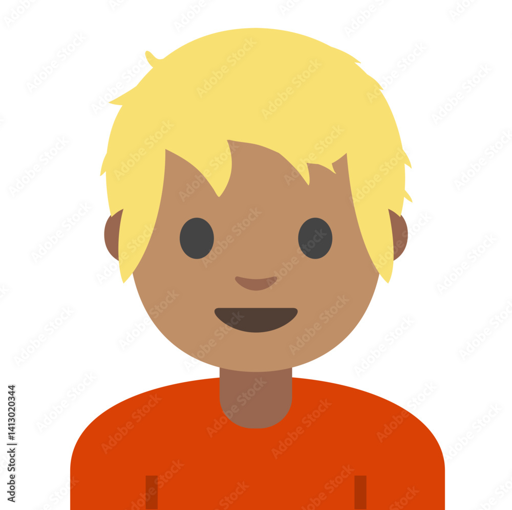 Obraz premium Blond-Haired Emoji Boy in Red Shirt 