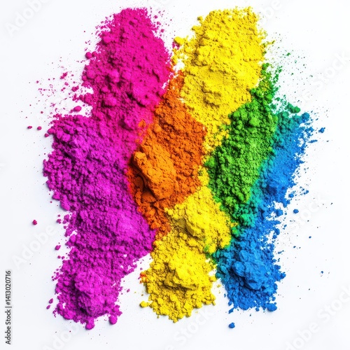 Obraz na płótnie Vibrant Rainbow Holi Powder Explosion Bursting with Bright Colors Isolated on Crisp White Background w salonie