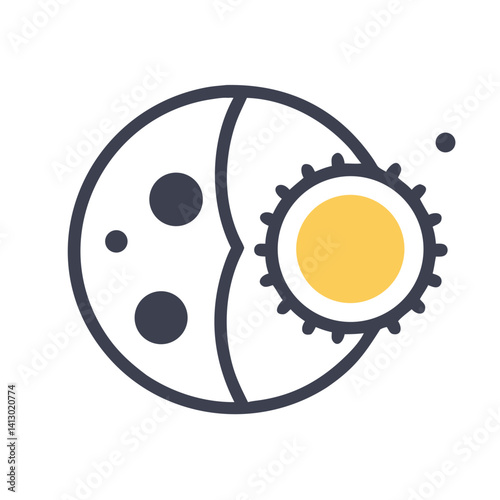 Moon with Sun Icon Representing Lunar and Solar