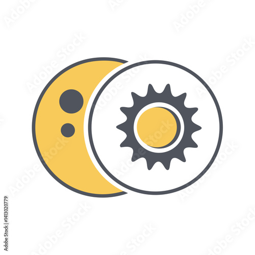 Moon with Sun Icon Representing Lunar and Solar