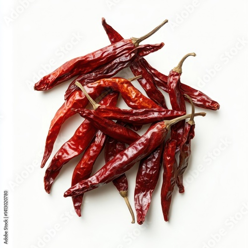 Vibrant Red Dried Chili Peppers Collection Artistically Arranged for Culinary and Commercial Food Photography