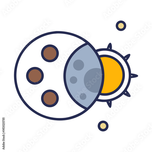 Moon with Sun Icon Representing Lunar and Solar