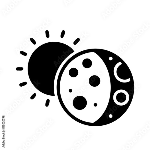 Moon with Sun Icon Representing Lunar and Solar
