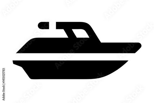 Speedboat Icon – Minimal Motorboat Line Art Vector

